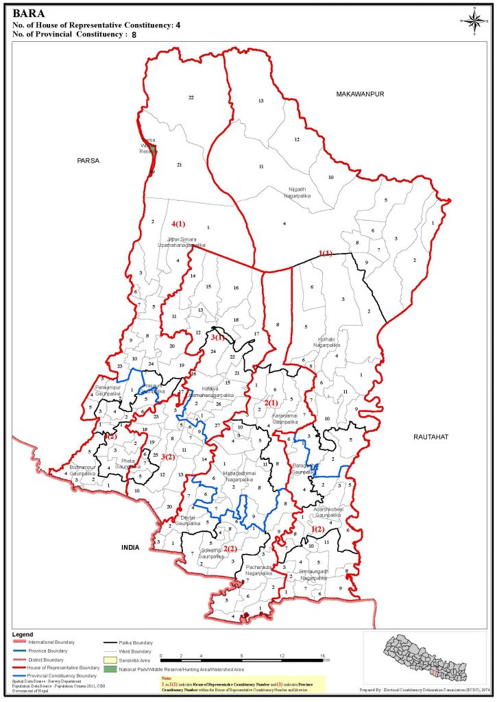 Constituency Map of Bara District of Nepal – Nepal Archives