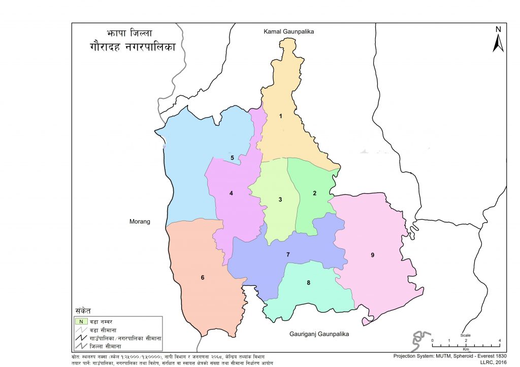 Map of Gauradaha Municipality, Jhapa, Nepal – Nepal Archives