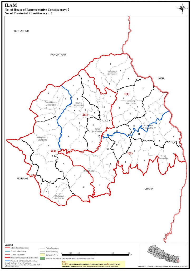 Constituency Map of Ilam District of Nepal – Nepal Archives