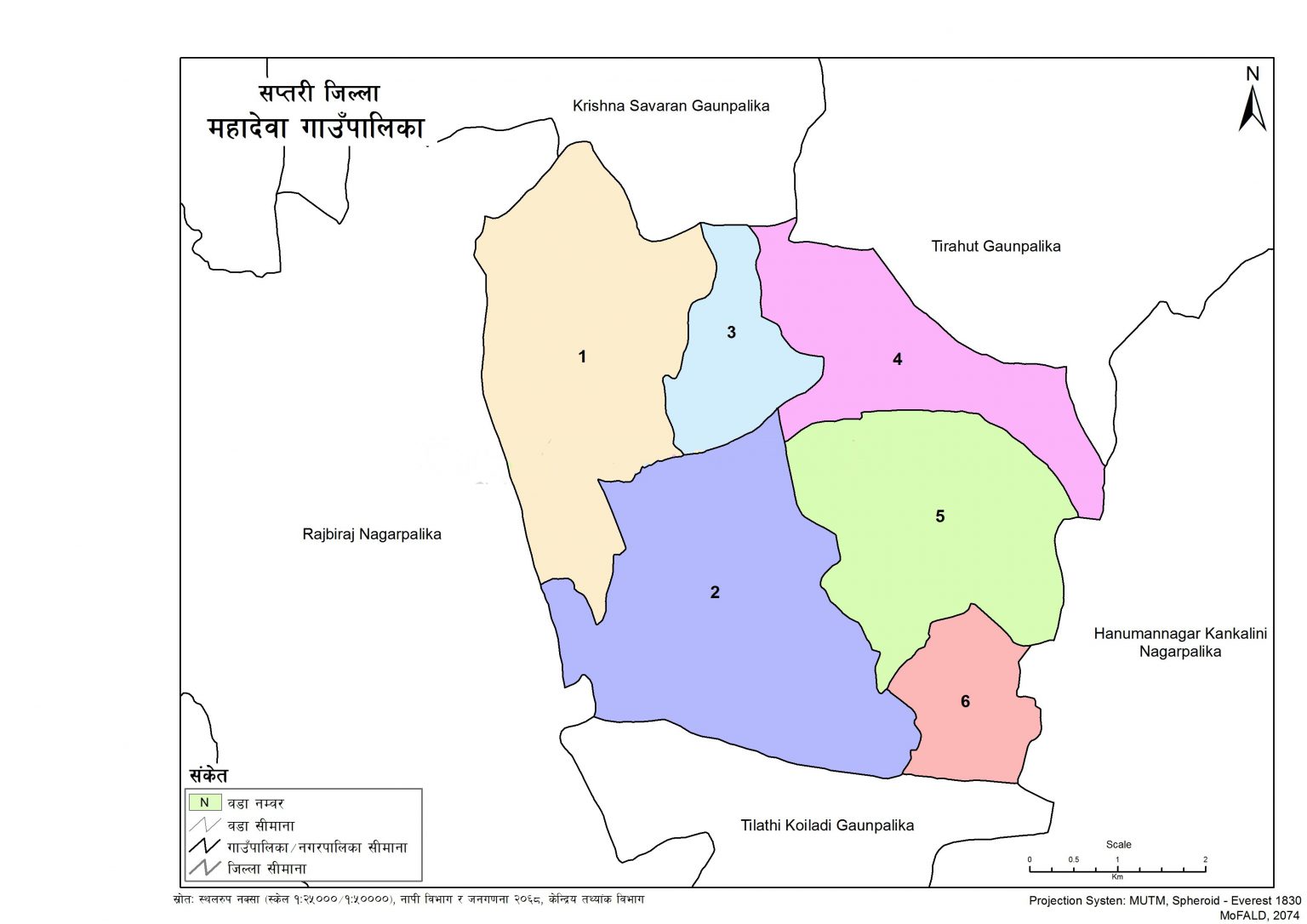 Map of Mahadeva Rural Municipality, Saptari, Nepal – Nepal Archives