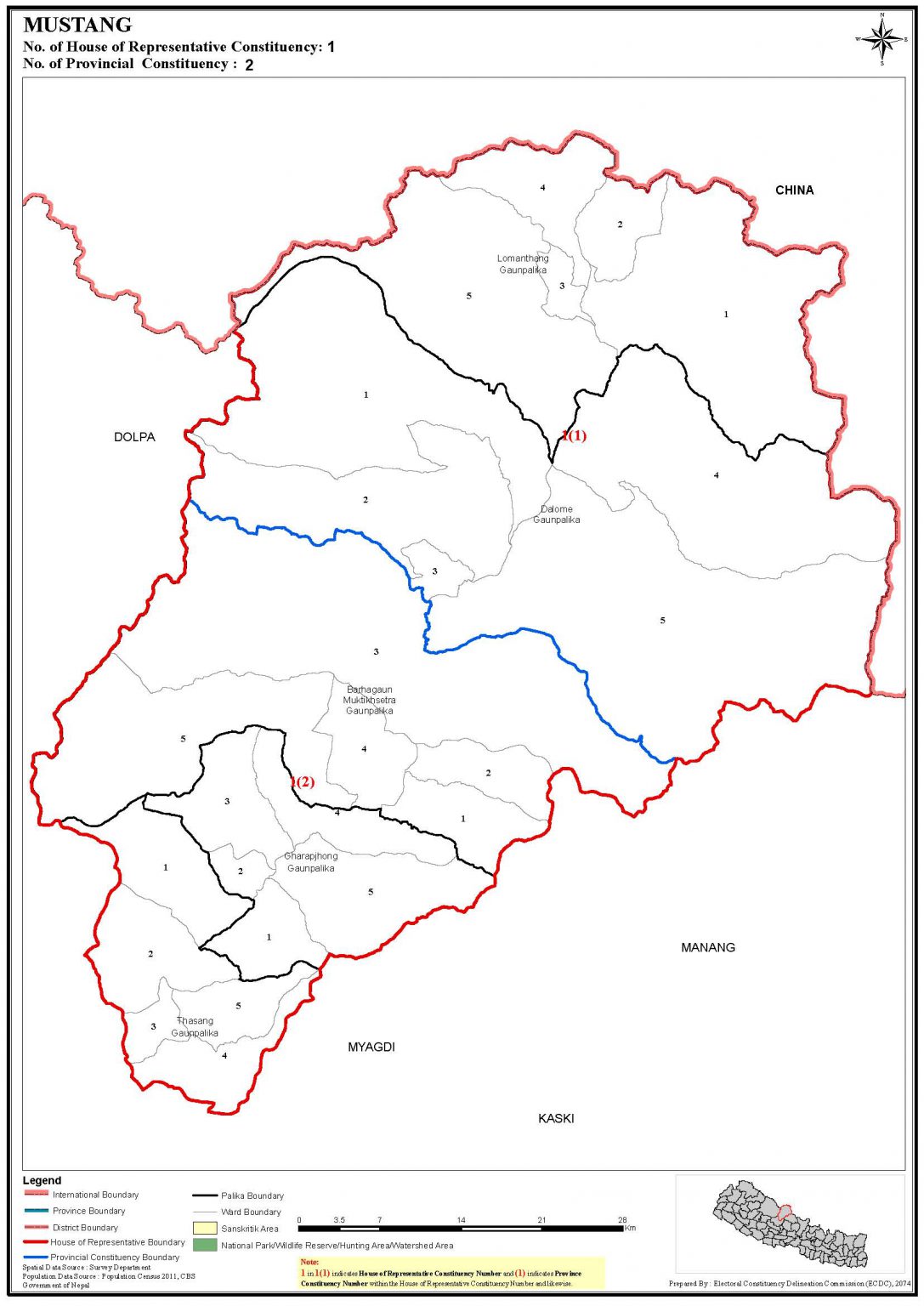 Constituency Map of Mustang District of Nepal – Nepal Archives