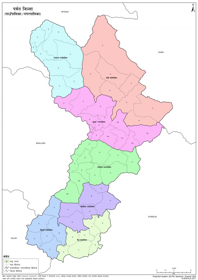 Map of Parbat District of Nepal – Nepal Archives