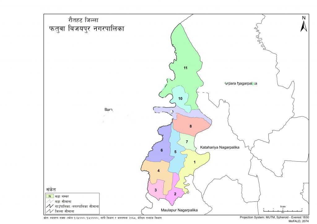 Map of Phatuwabijaypur Municipality, Rautahat, Nepal – Nepal Archives