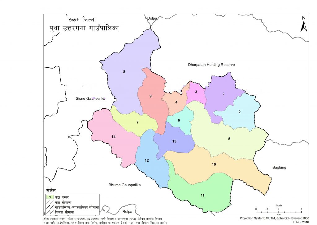 Map of Putha Uttarganga Rural Municipality, Western Rukum, Nepal ...