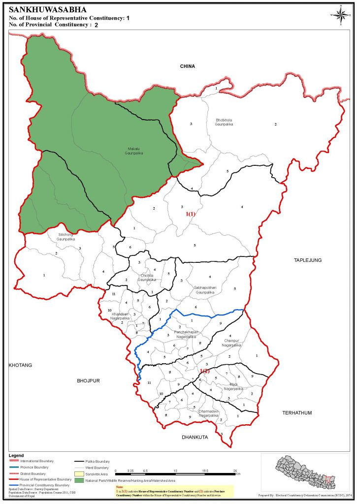 Constituency Map of Sankhuwasabha District of Nepal – Nepal Archives