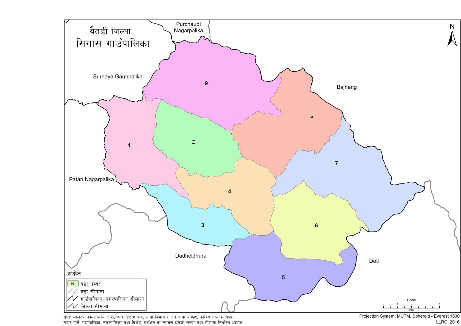 Map of Sigas Rural Municipality, Baitadi, Nepal – Nepal Archives