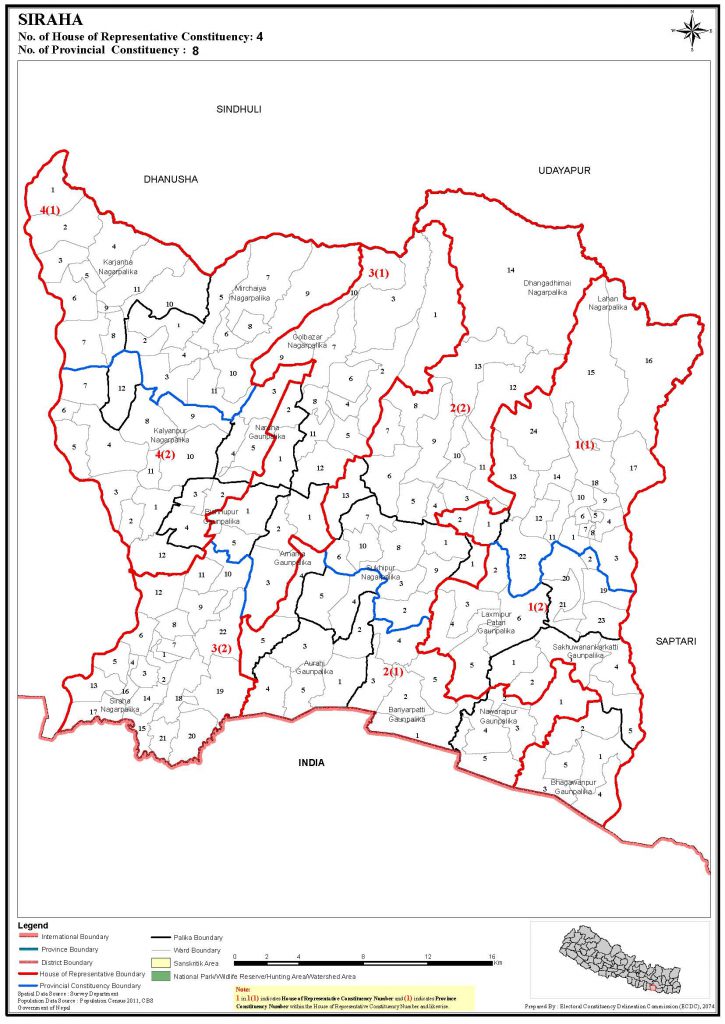 Constituency Map of Siraha District of Nepal – Nepal Archives