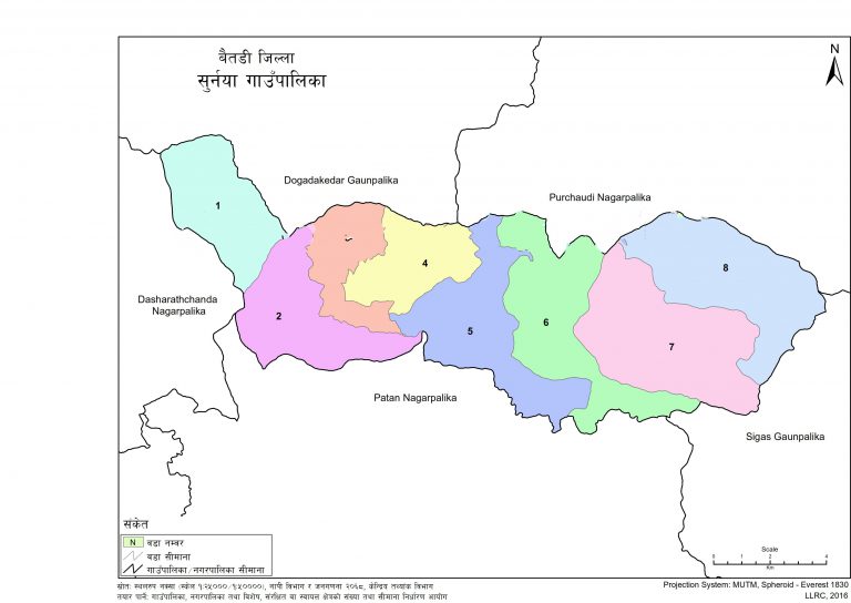 Map of Sunarya Rural Municipality, Baitadi, Nepal – Nepal Archives