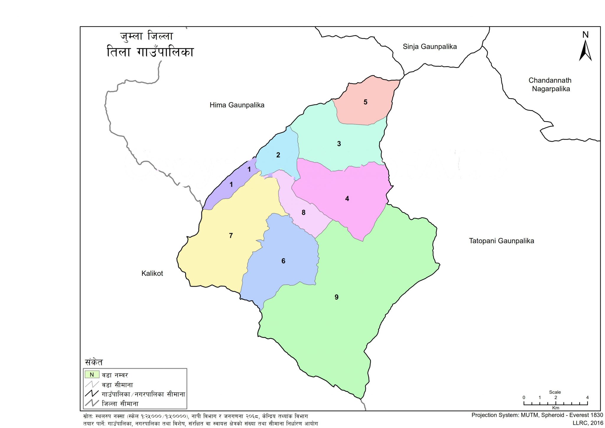 Map of Tila Rural Municipality, Jumla, Nepal – Nepal Archives