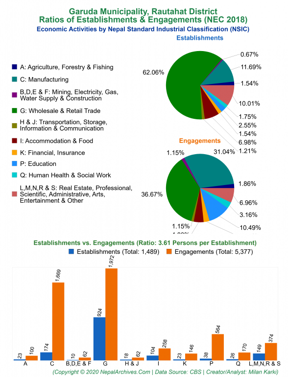 Economic Activities by NSIC Charts of Garuda Municipality