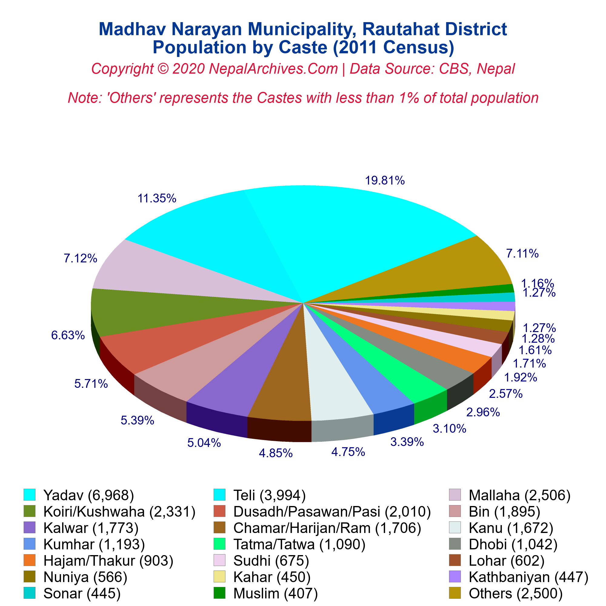 Caste-Based Population Pie Chart of Madhav Narayan Municipality ...