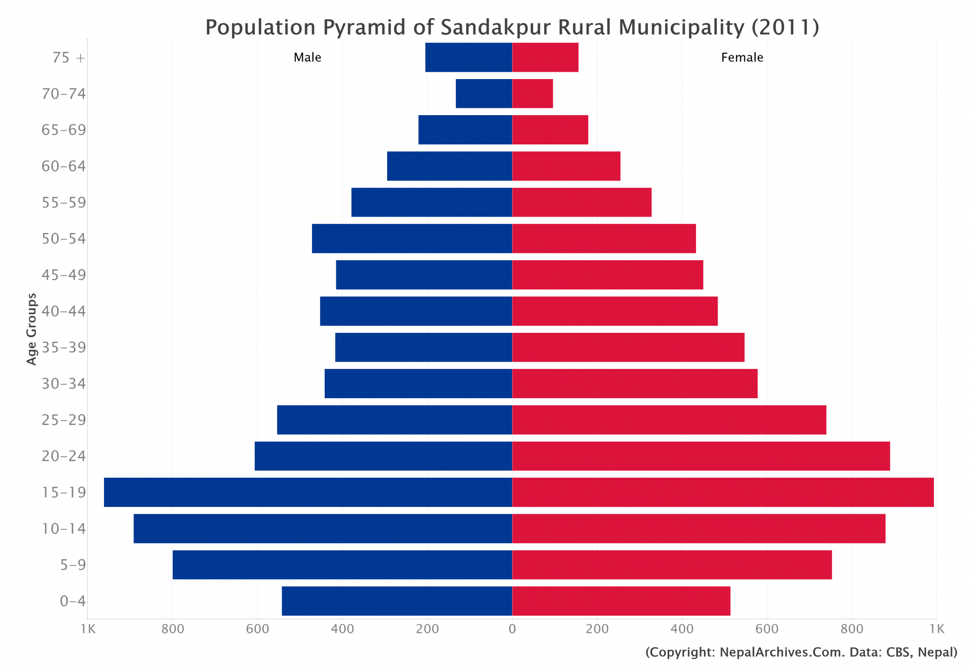 Population Pyramid of Sandakpur Rural Municipality, Ilam District (2011 ...