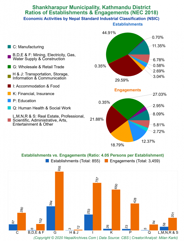 Economic Activities by NSIC Charts of Shankharapur Municipality