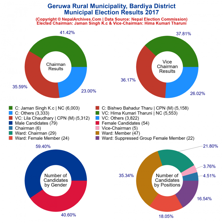 2017 local body election results piechart of Geruwa Rural Municipality