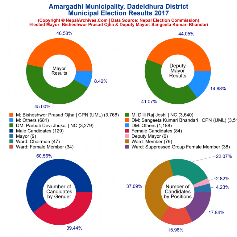 2017 local body election results piechart of Amargadhi Municipality