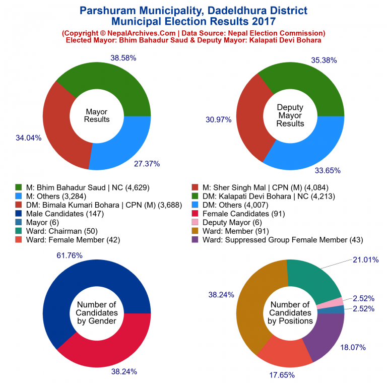 2017 local body election results piechart of Parshuram Municipality