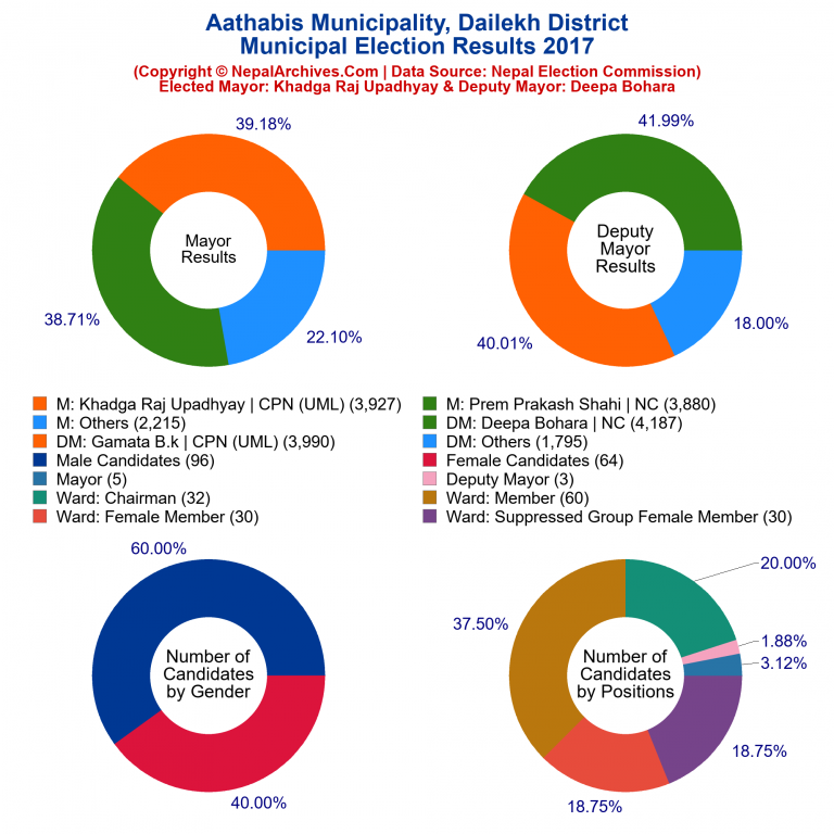 2017 local body election results piechart of Aathabis Municipality