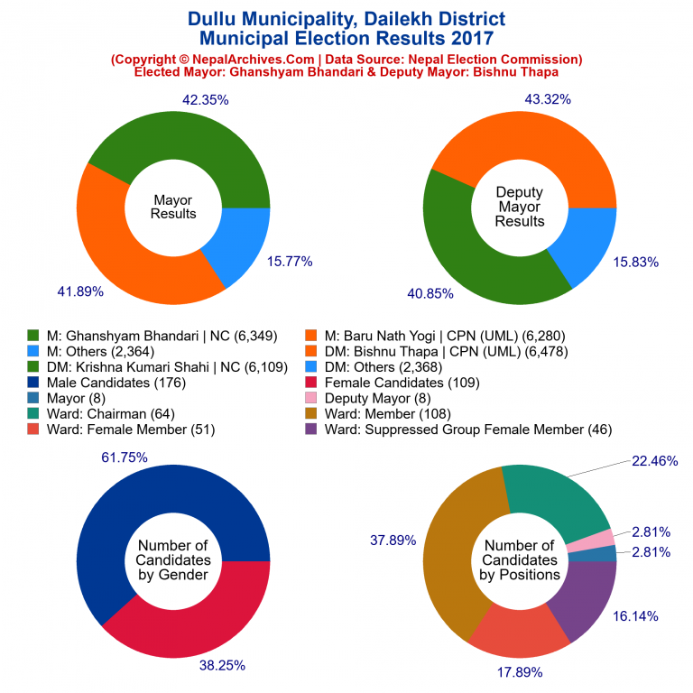 2017 local body election results piechart of Dullu Municipality