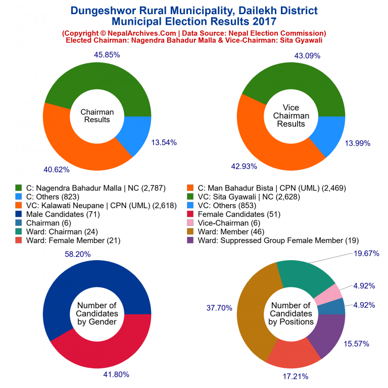 2017 local body election results piechart of Dungeshwor Rural Municipality