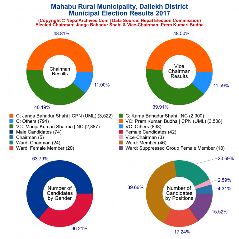 2017 local body election results piechart of Mahabu Rural Municipality