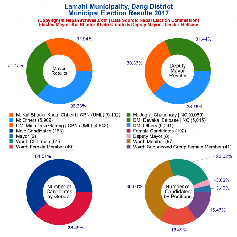 2017 local body election results piechart of Lamahi Municipality