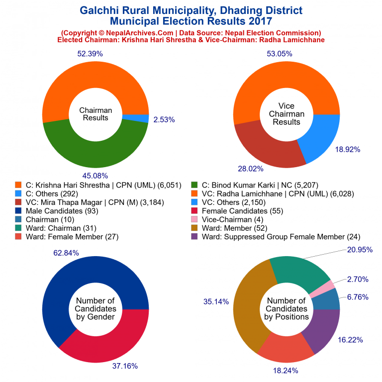 2017 local body election results piechart of Galchhi Rural Municipality