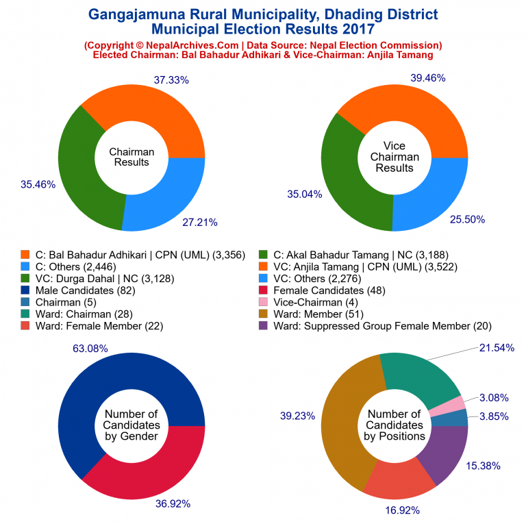 2017 local body election results piechart of Gangajamuna Rural Municipality