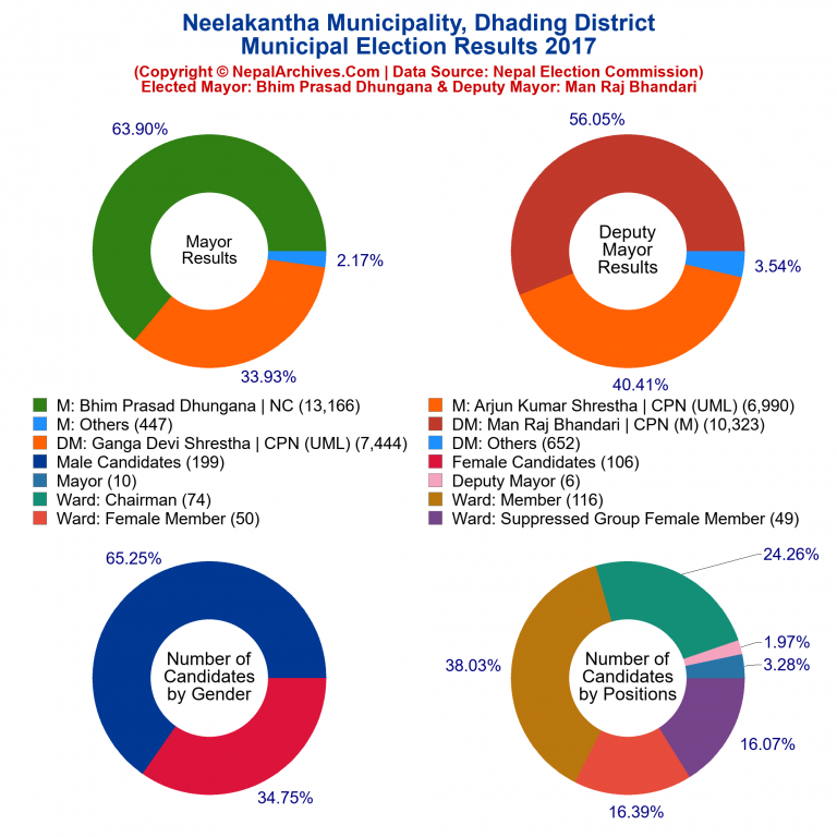 2017 local body election results piechart of Neelakantha Municipality