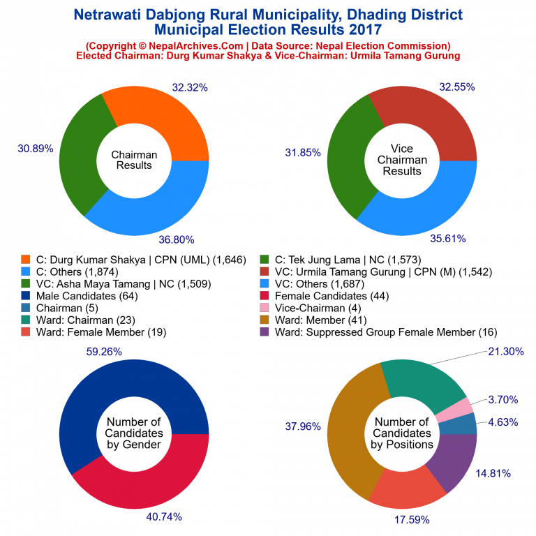 2017 local body election results piechart of Netrawati Dabjong Rural Municipality