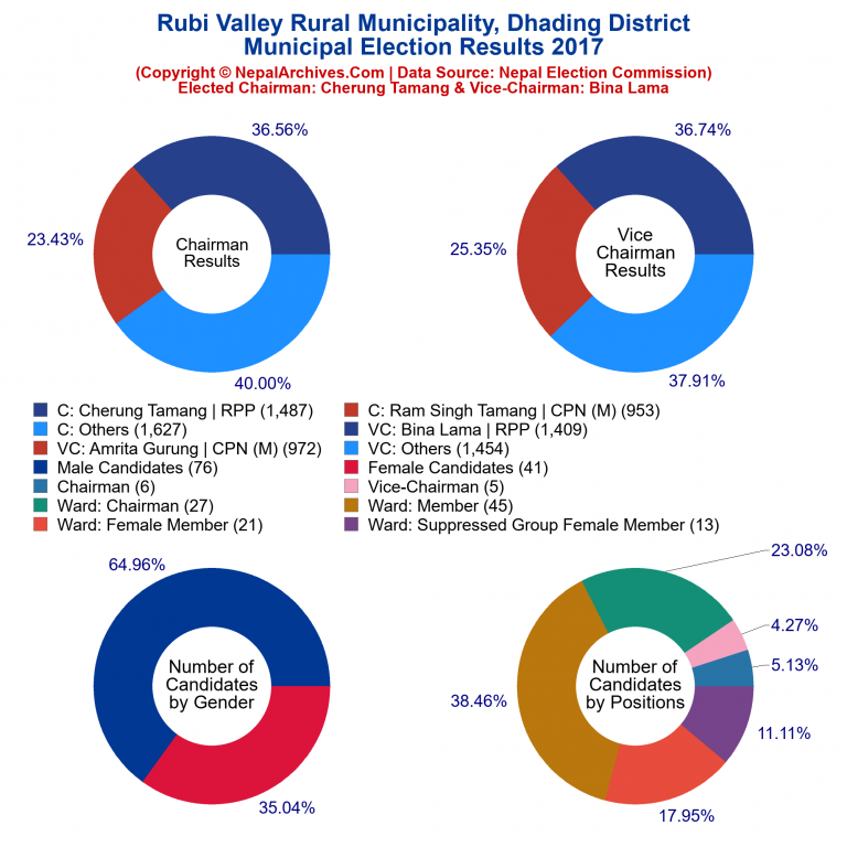 2017 local body election results piechart of Rubi Valley Rural Municipality