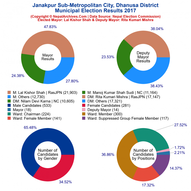 2017 local body election results piechart of Janakpur Sub-Metropolitan City