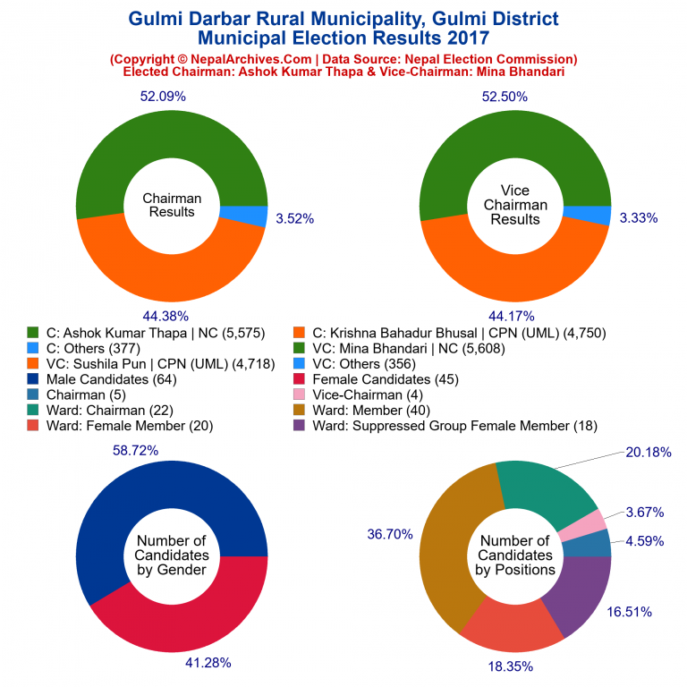 2017 local body election results piechart of Gulmi Darbar Rural Municipality