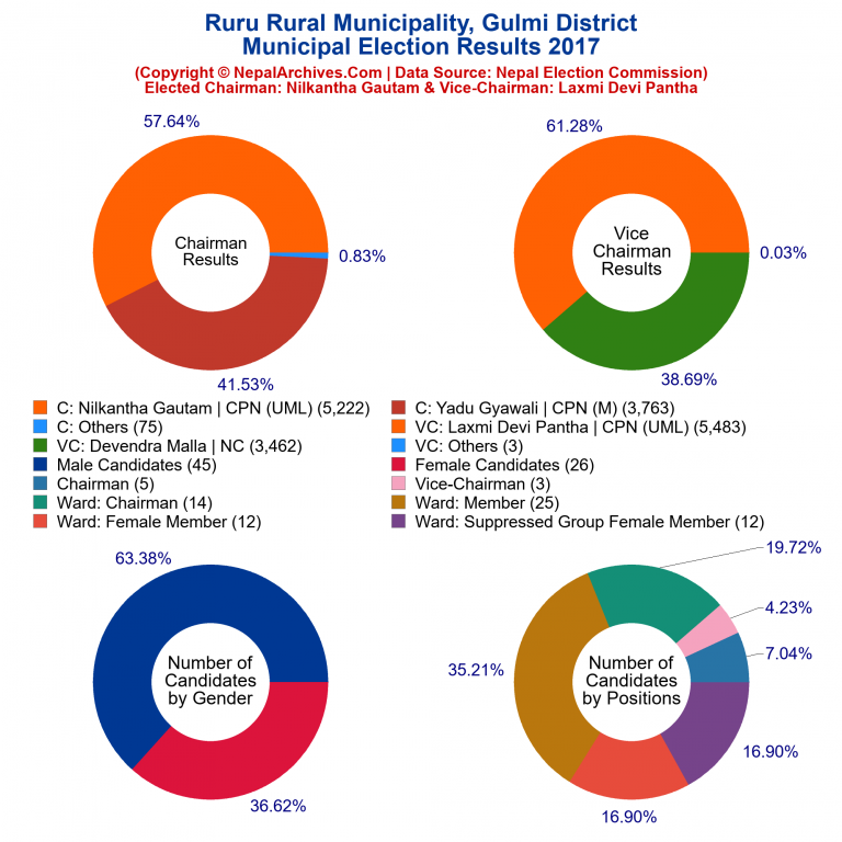 2017 local body election results piechart of Ruru Rural Municipality