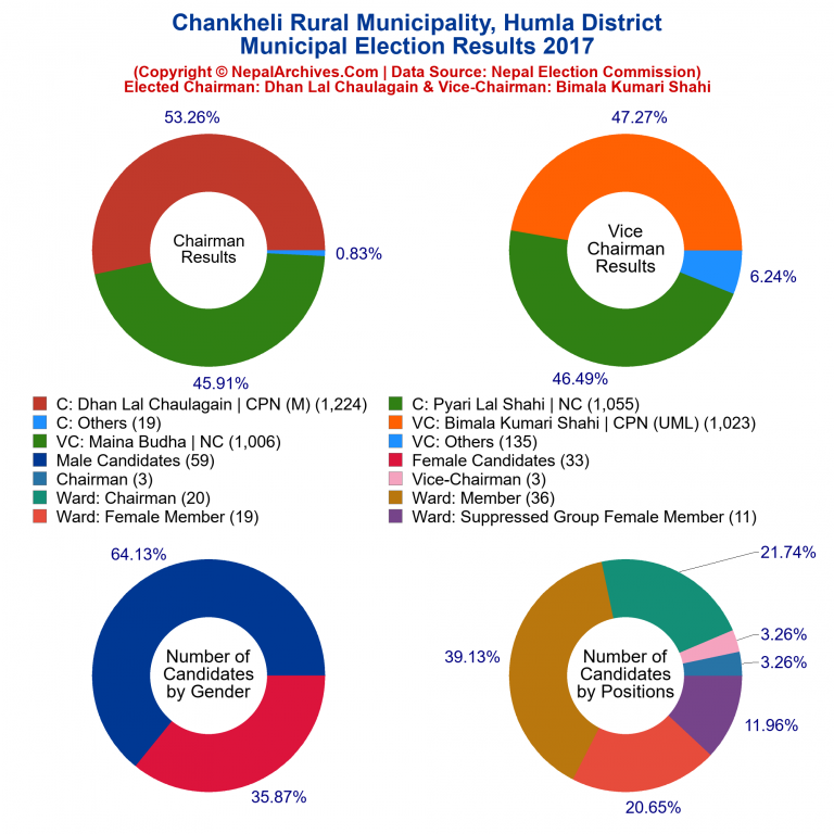 2017 local body election results piechart of Chankheli Rural Municipality