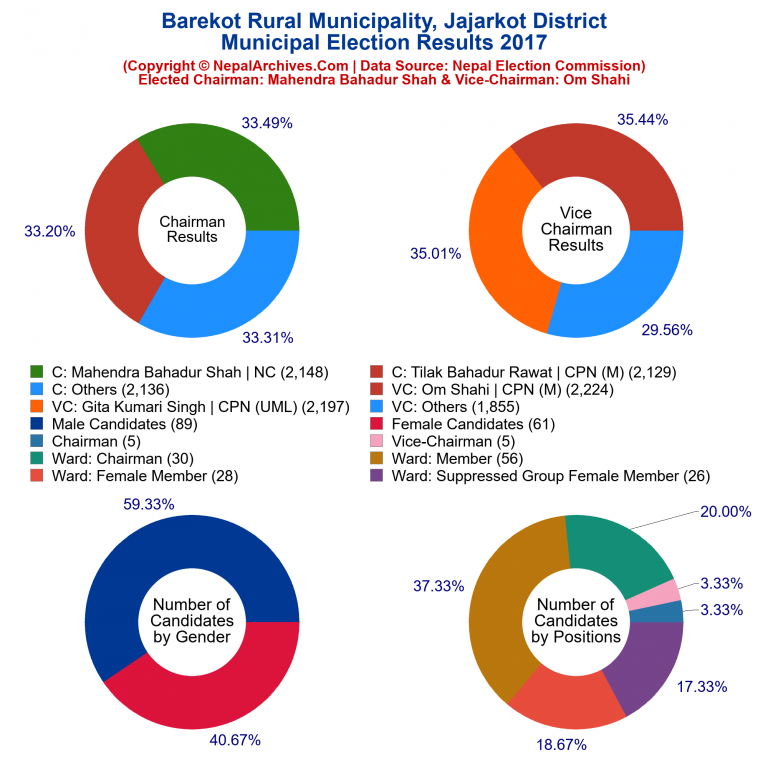 2017 local body election results piechart of Barekot Rural Municipality