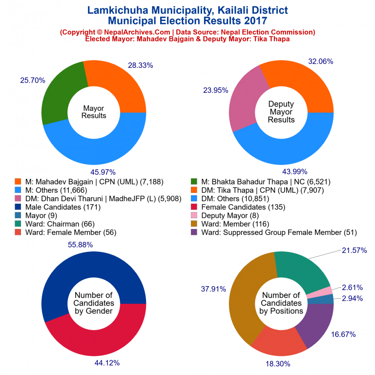 2017 local body election results piechart of Lamkichuha Municipality