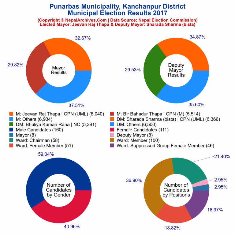 2017 local body election results piechart of Punarbas Municipality