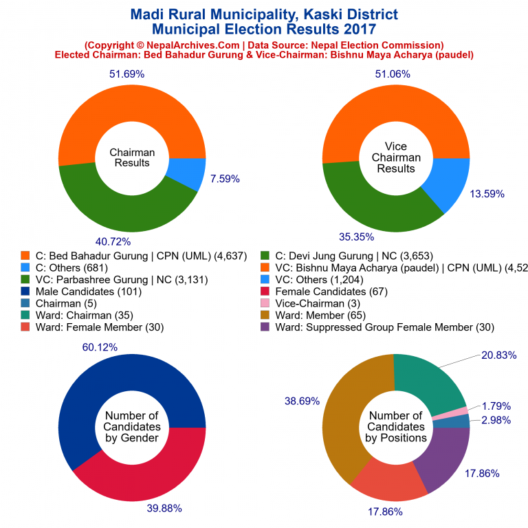 2017 local body election results piechart of Madi Rural Municipality