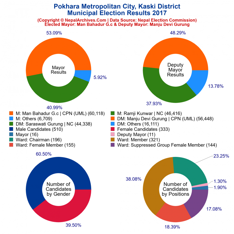 2017 local body election results piechart of Pokhara Metropolitan City