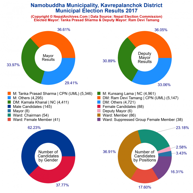 2017 local body election results piechart of Namobuddha Municipality