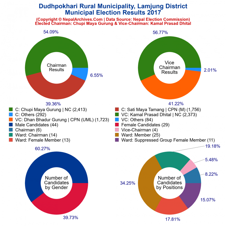 2017 local body election results piechart of Dudhpokhari Rural Municipality