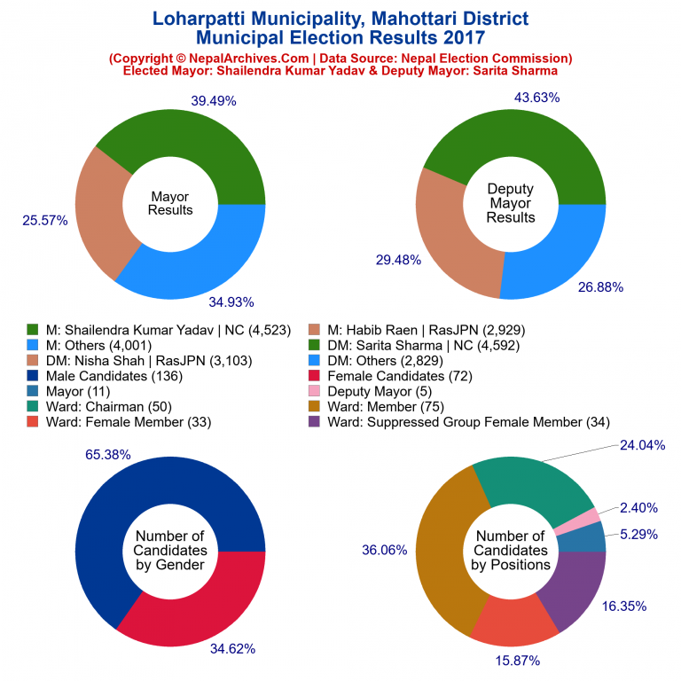 2017 local body election results piechart of Loharpatti Municipality