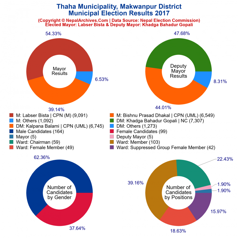 2017 local body election results piechart of Thaha Municipality