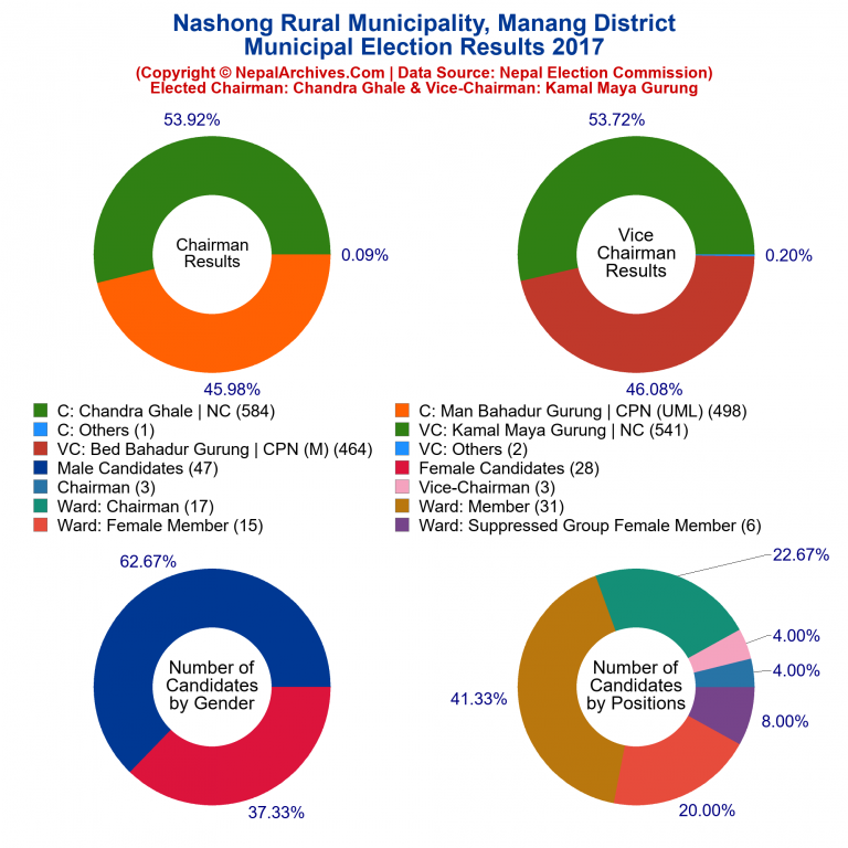 2017 local body election results piechart of Nashong Rural Municipality