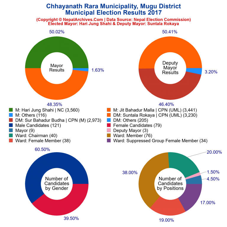 2017 local body election results piechart of Chhayanath Rara Municipality