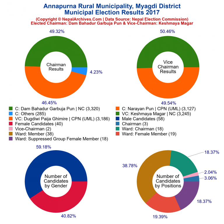 2017 local body election results piechart of Annapurna Rural Municipality