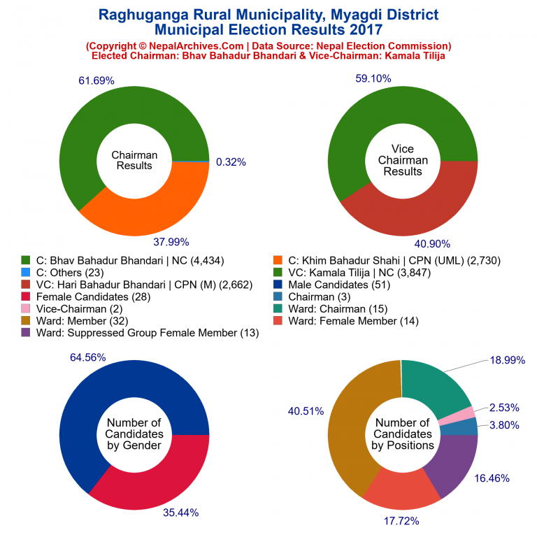 2017 local body election results piechart of Raghuganga Rural Municipality