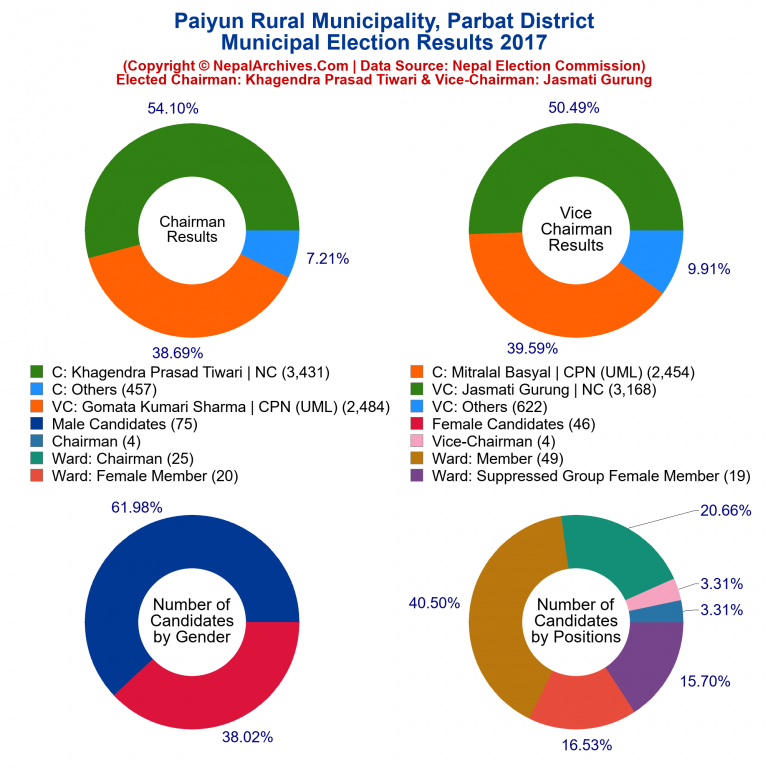 2017 local body election results piechart of Paiyun Rural Municipality