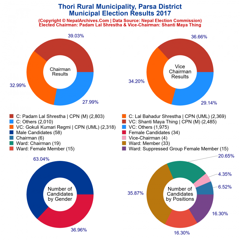 2017 local body election results piechart of Thori Rural Municipality