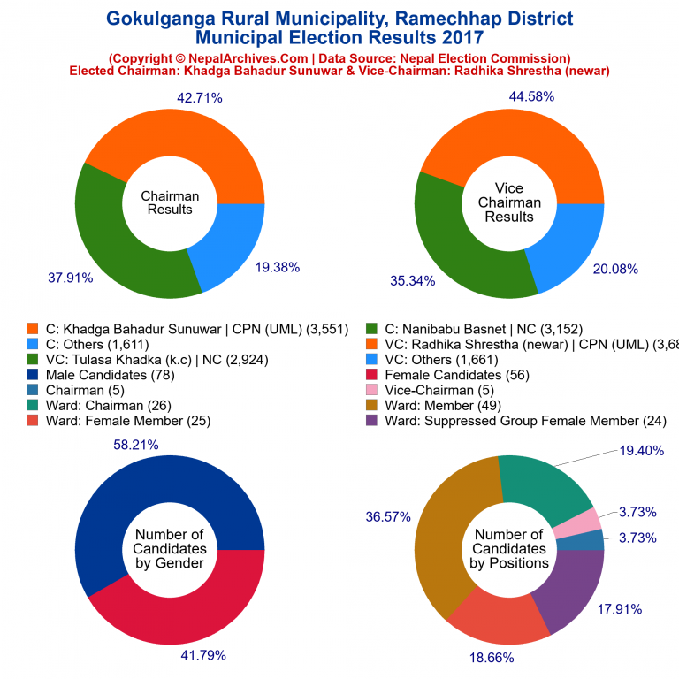 2017 local body election results piechart of Gokulganga Rural Municipality